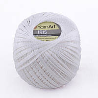 Нитки ирисовые для вязания YarnArt Iris. 20 г. 138 м. Цвет - белый 910. Хлопок