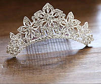 Мини корона для девочки/принцессы/мини диадема /в серебре / с цветочным дизайном