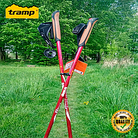 Двосекційні складані палиці для скандинавської хочби Tramp Fitness Alu 84-135 см червоні (пара) 520г