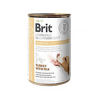 Влажный корм для собак Brit VetDiets Hepatiс с заболеванием печени 400г, с индейкой и горохом