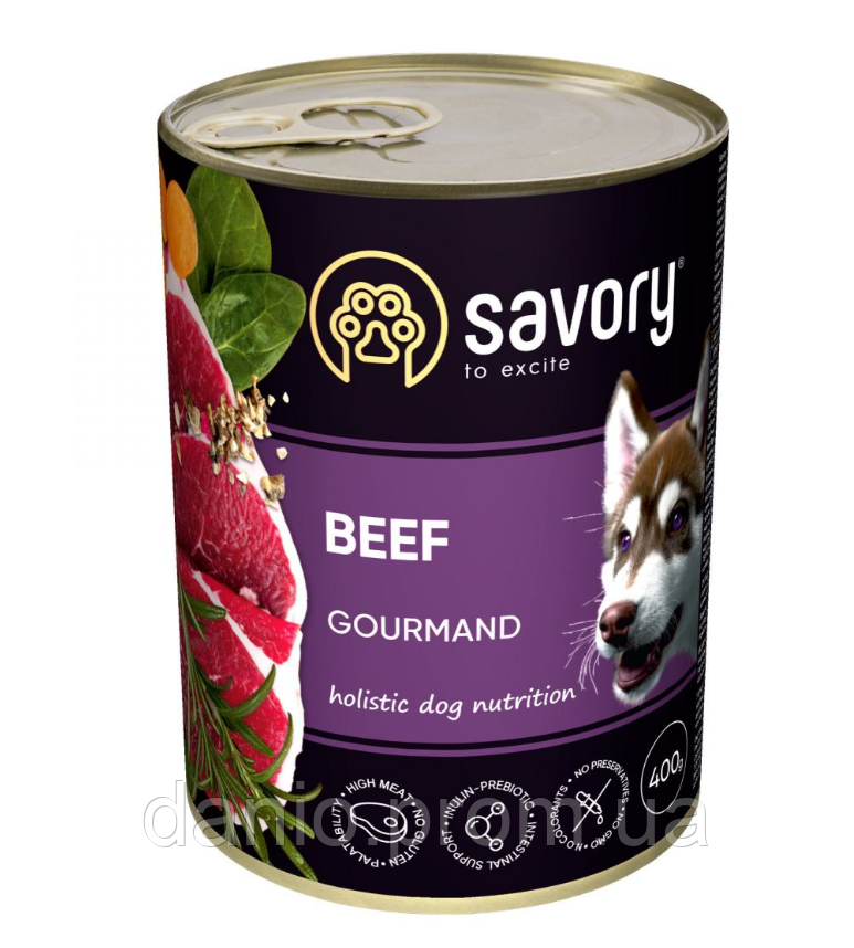 Вологий корм Savory для дорослих собак усіх порід, з яловичиною, 400 г