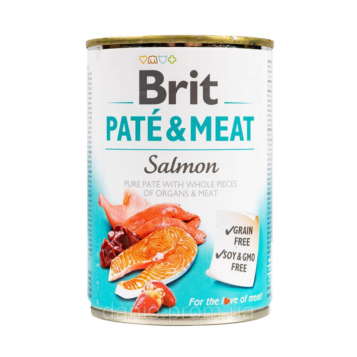 Вологий корм для собак Brit Pate&Meat Salmon 400 г, з куркою і лососем