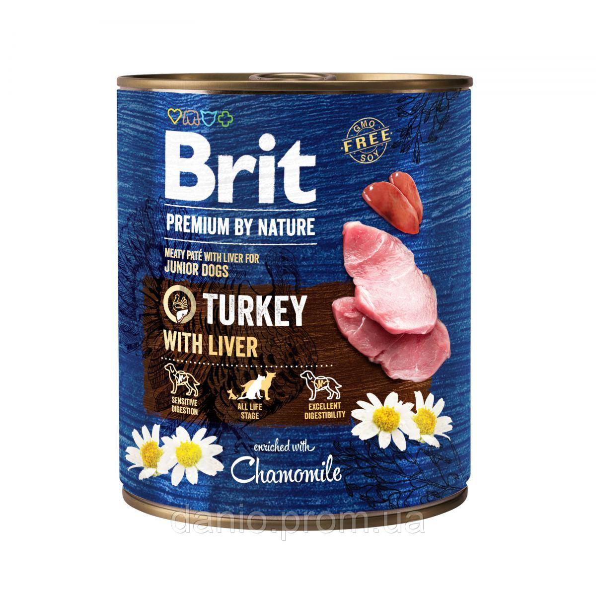 Корм для цуценят Brit Premium By Nature Turkey with Liver 800 г, з індичкою