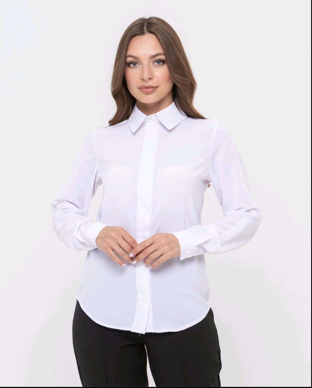 Блузка жіноча офісна з софта 6 кольорів Білий Блакитний Тиффані Млява  троянда Капуліно Бузковий S-XL