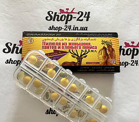 Препарат для чоловічої потенції Пілюлі з женьшеню, пантів і оленячого пінису, 12+12