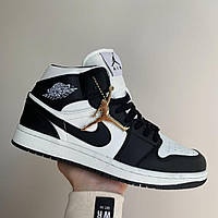 Мужские Кроссовки Nike Air Jordan 1 Retro Mid Black White 2.0