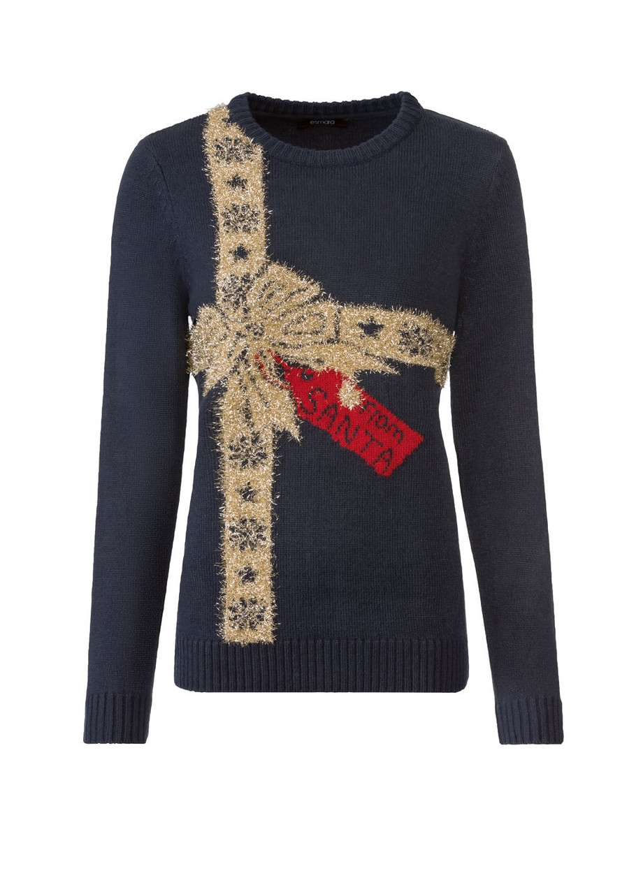 Светр жіночий новорічний темно-синій
