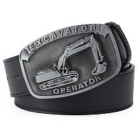 Ремень с металлической пряжкой Operator Excavator. Подарок машинисту экскаватора.