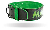 Пояс для важкої атлетики MadMax MFB-302 Quick Release Belt шкіряний Black/Green XL