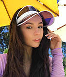 ДЕФЕКТ! Жіночий пластиковий прозорий козирок лого брендований фіолетовий, фото 8