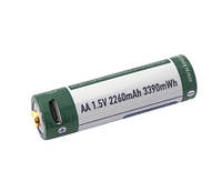 Аккумулятор Keeppower AA 14500 1,5В 2260mAh с microUS (Зеленый с белым) VCT