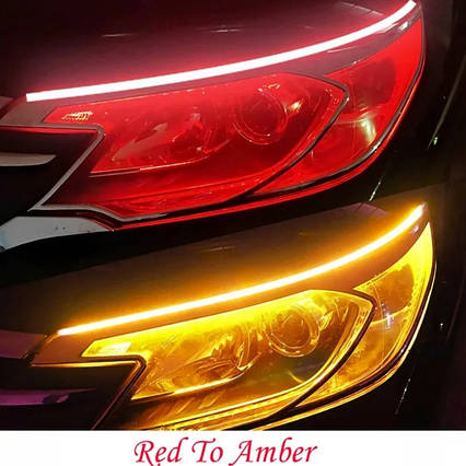 Червоний + Жовтий Led гнучкі ходові вогні з поворотом ДХО 60 см