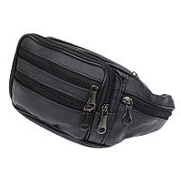 Сумка на пояс Borsa Leather 1t166m-black кожаная мужская черная