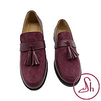 Лофери жіночі шкіряні бордового кольору  “Style Shoes”, фото 6