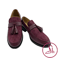 Лофери жіночі шкіряні бордового кольору  “Style Shoes”, фото 7