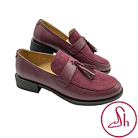 Лофери жіночі шкіряні бордового кольору  “Style Shoes”, фото 4