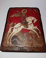 Икона Георгия Победоносца ручной работы 23х30х2