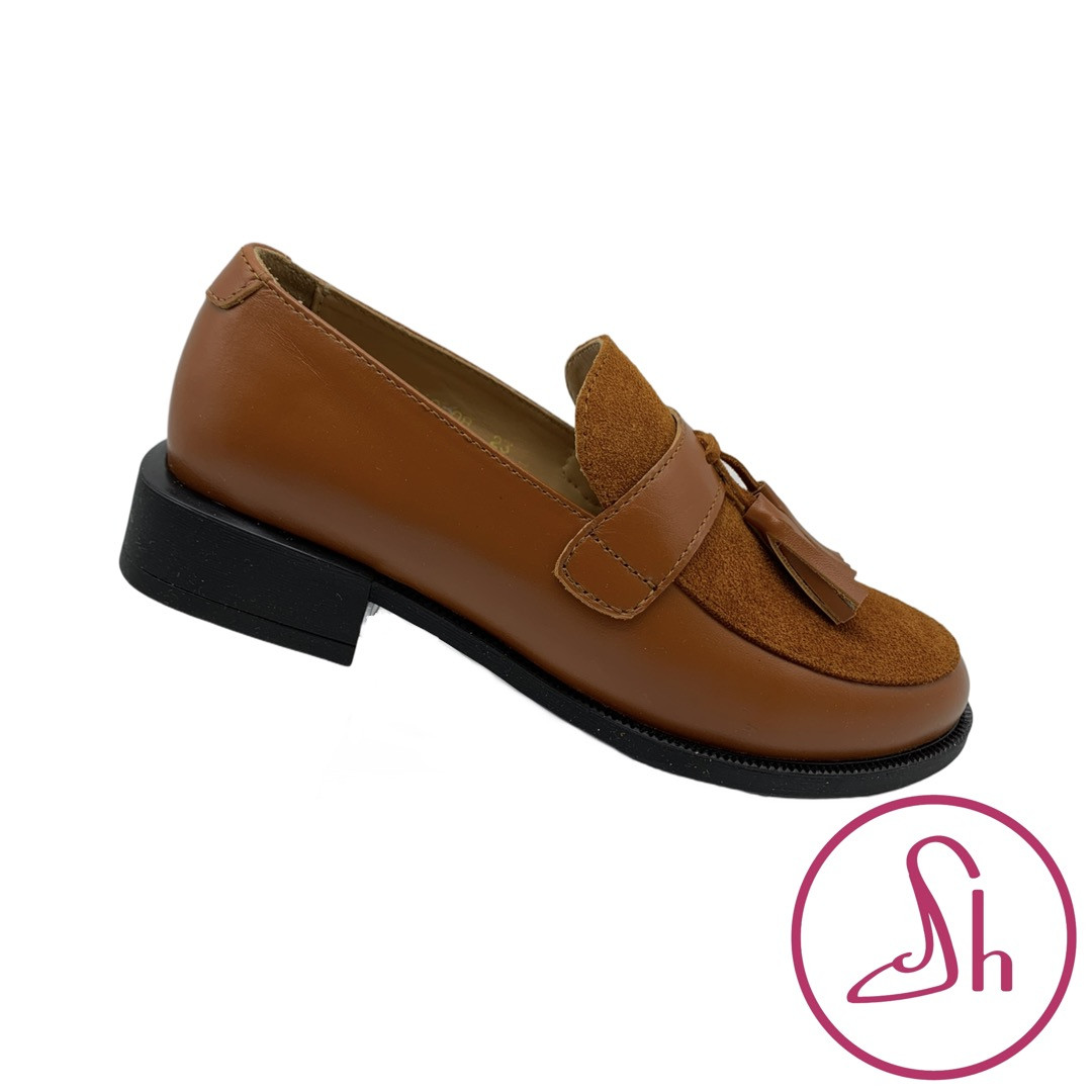 Лофери жіночі шкіряні рудого кольору “Style Shoes”