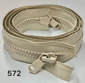 Блискавка тракторна косий зуб Тип8 Світло-бежева пластикова з двома бігунками 85см