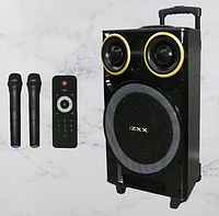 Портативная акустическая аккумуляторная колонка с пультом ДУ ZXX-9191 300Вт 2 радиомикрофона