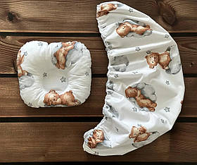Комплект в дитячу коляску непромокаючий наматрацник розмір 40×80 см та ортопедична подушка BST Білий з бежевим