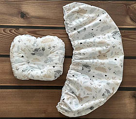 Комплект в дитячу коляску непромокаючий наматрацник розмір 40×80 см та ортопедична подушка BST Молочний з бежевим