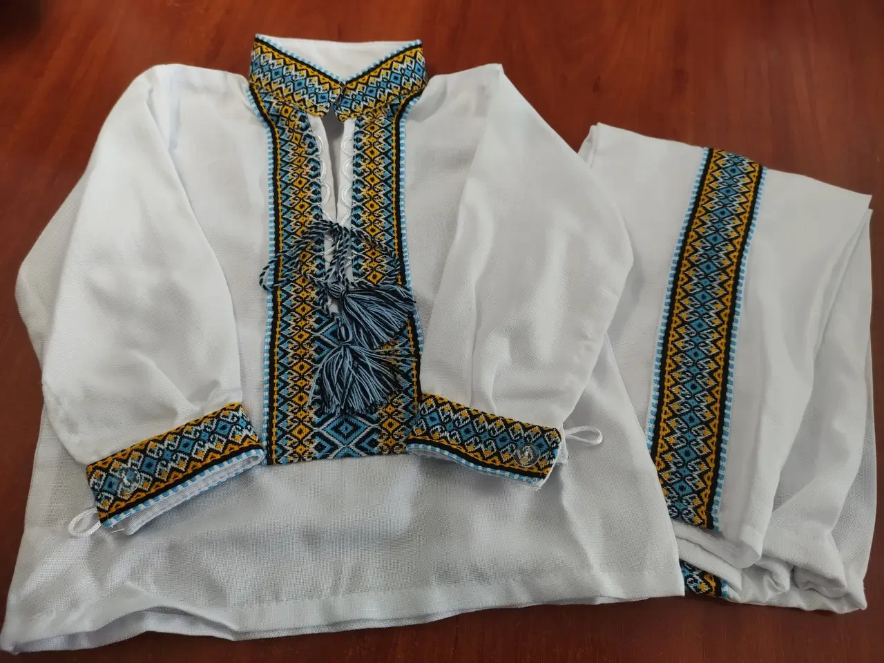 Білий костюм для хлопчика Вишиванка домоткана бавовна Хрестини р.62 68 74 80