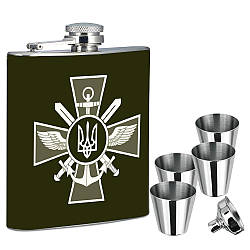Фляга Україна + чотири стаканчики + лійка 7 oz у подарунковому наборі LB-015U4