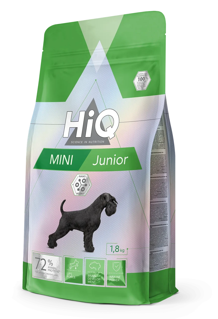Сухий корм для цуценят та молодих собак малих порід HiQ Mini Junior 1.8 кг