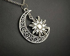 Кулон підвіска на шию  з ланцюжком Сонце та місяць/ Кулон Сонце