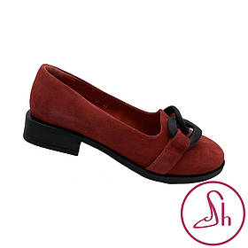 Лофери жіночі замшеві червоного кольору "Style Shoes"
