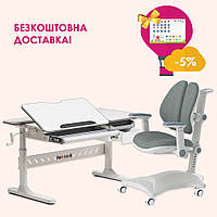Комплект парта-трансформер Fundesk Fiore Grey + детское ортопедическое кресло Cubby Magnolia Grey для занятий
