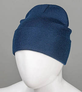 Базова подвійна шапка з закотом (23205), Т. Синій
