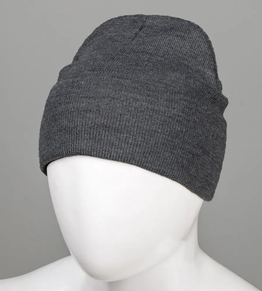Базова подвійна шапка з відворотом (23205), Антрацит, фото 1