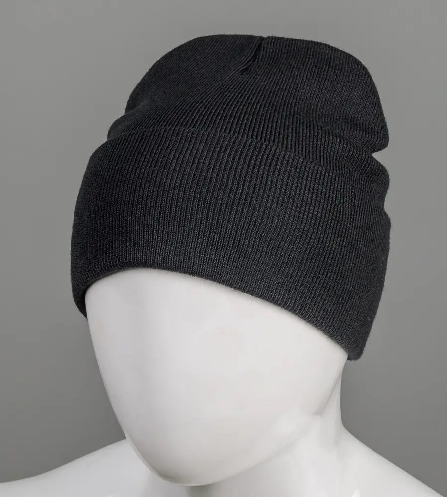 Базова подвійна шапка з відворотом (23205), Чорний, фото 1