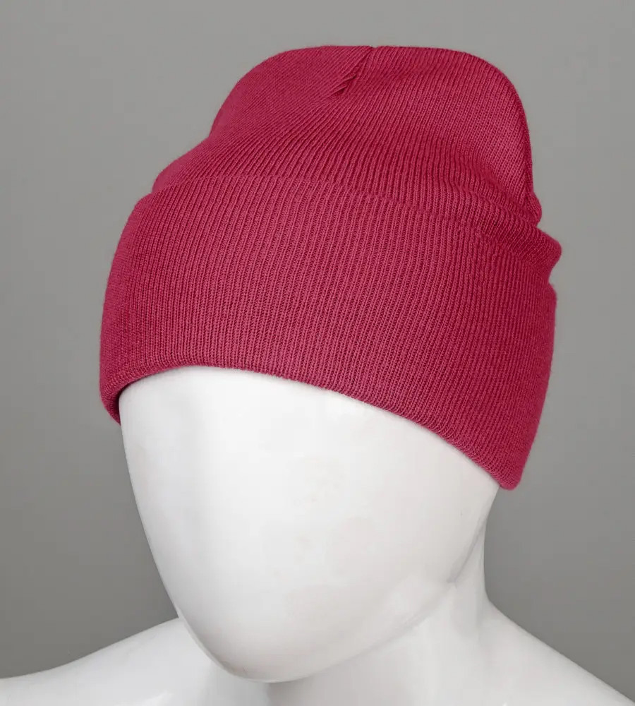 Базова подвійна шапка з відворотом (23205), Бордовий, фото 1