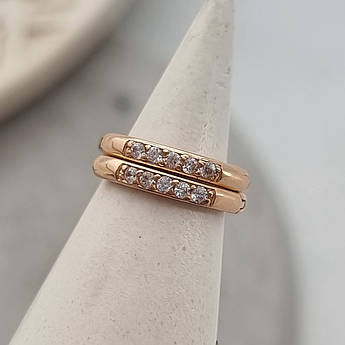 Сережки кільця золоті з білими фіанітами конго тонкі