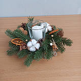 Підсвічник Новорічний, Різдвяний зі свічкою, Композиція Новорічна зі свічкою на стіл, фото 2