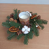 Підсвічник Новорічний, Різдвяний зі свічкою, Композиція Новорічна зі свічкою на стіл, фото 5