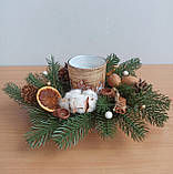 Підсвічник Новорічний, Різдвяний зі свічкою, Композиція Новорічна зі свічкою на стіл, фото 3