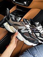 Женские кроссовки New Balance 9060 Black Brown коричневые повседневные замшевые нью беланс стильные модные