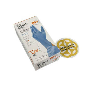 Одноразові медичні рукавички L/XL, 100 шт, Slimfit, TPE, блакитні, Reflex