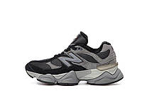 Женские кроссовки New Balance 9060 Black Grey зимние черные повседневные замшевые нью беланс стильные на меху