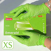 Перчатки нитриловые зеленого цвета Mediok Emerald размер XS, 100 шт