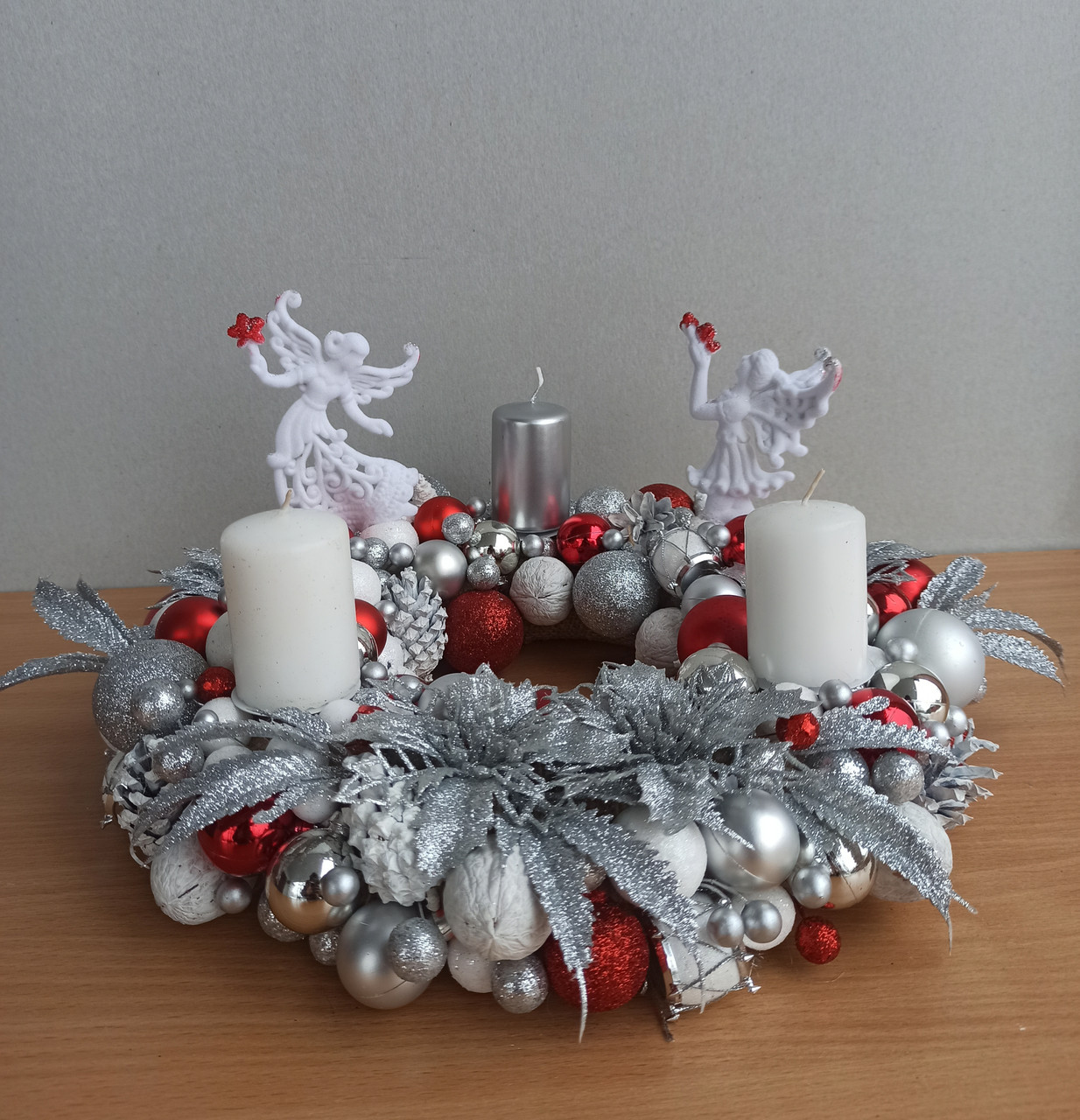 Різдвяна композиція з ангелами та свічками. підсвічник різдвяний, новорічнийний., фото 1