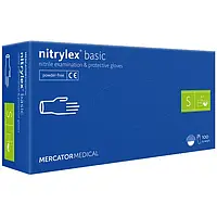 Рукавички нітрилові оглядові NITRYLEX BASIC нестерильні неприпудрені S 100 шт blue