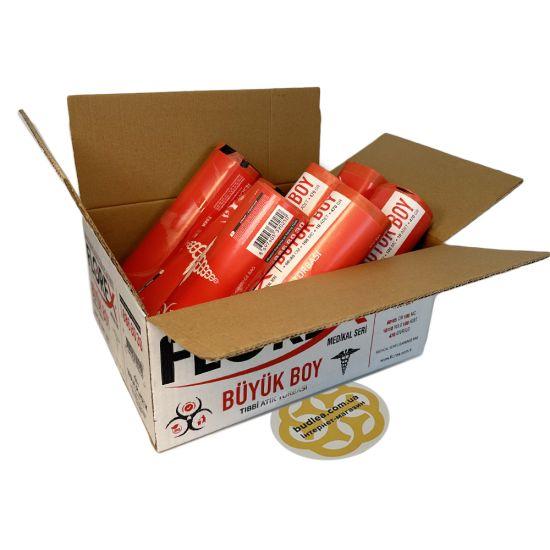 Пакети для збору медичних відходів 90 л/10шт, 100 мкм, червоний Sanpreis, фото 1