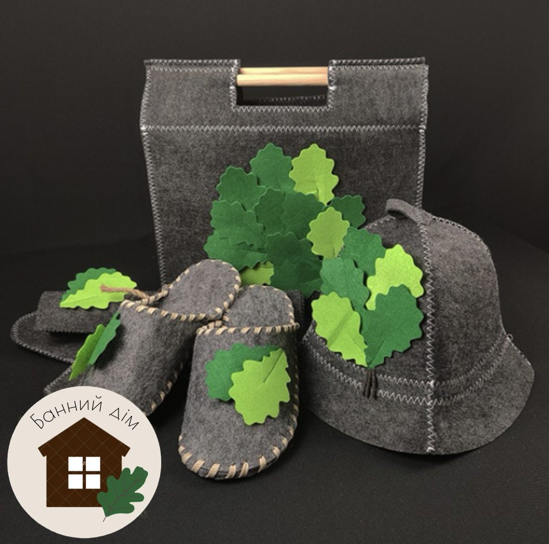 Подарунковий набір в лазню 5в1 «Дубочок» напівшерсть, фото 1