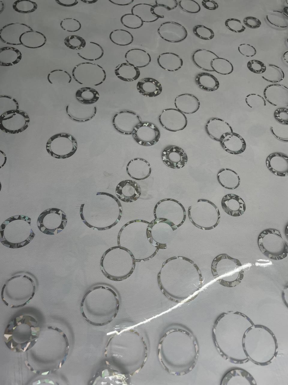 Клейонка силіконова ширина 80 см товщина 1мм срібна троянда. М'яке скло на метраж., фото 1