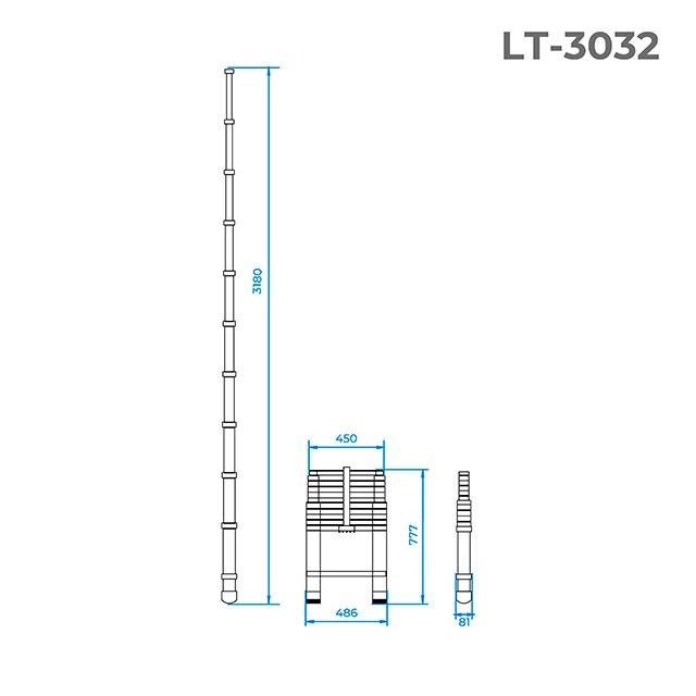 Лестница телескопическая Intertool - 3200 мм х 10 ступеней - фото 3 - id-p1977109114